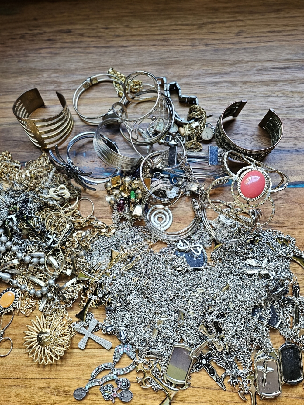 4 Pounds Craft Jewelry Mostly Metal Necklaces Bracelets For Crafts Art Upcycling